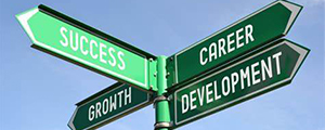 career, success, growth on street signs