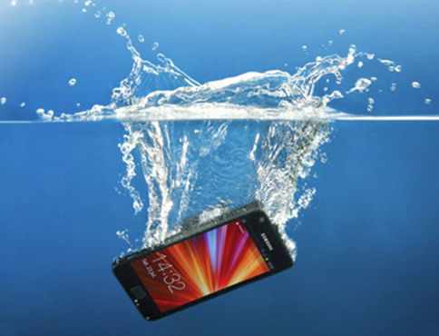 Cell Phone Dropping into Water.