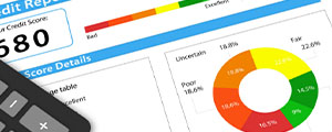Sample credit report with a calculator